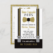 誕生日タイムカプセルカード、ブラック、フェイク金ゴールド エンクロージャーカード (正面/裏面)