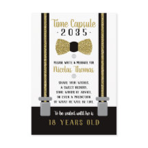 誕生日タイムカプセルカード、ブラック、フェイク金ゴールド