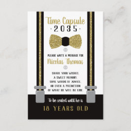 誕生日タイムカプセルカード、ブラック、フェイク金ゴールド エンクロージャーカード