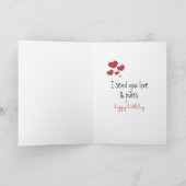 誕生日タキシード猫のダングリングハート カード (内部)