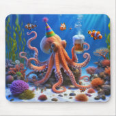 誕生日タコとビールマグカップ マウスパッド (正面)