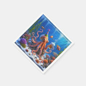 誕生日タコとビール スタンダードカクテルナプキン (角)