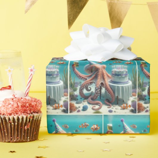 誕生日タコとビール ラッピングペーパー (誕生日パーティー)