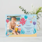 誕生日タコの写真招待状 招待状 (スタンド正面)