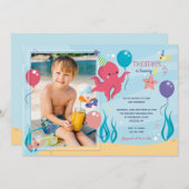 誕生日タコ写真招待状 招待状 (正面/裏面)