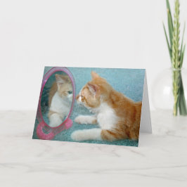 誕生日タビーキャットが鏡を見て カード