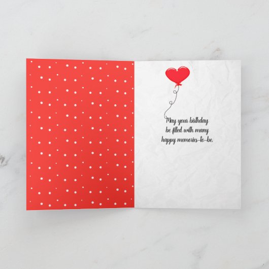 誕生日タビー猫ハート風船 カード (内部)