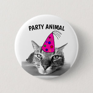 誕生日タビー猫パーティー動物ボタン 缶バッジ