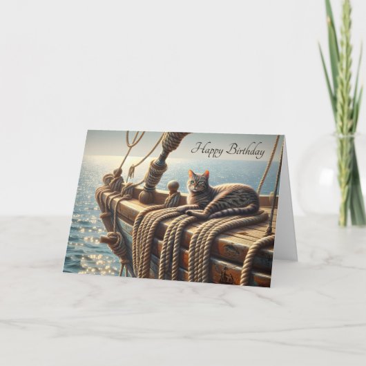 誕生日タビー航海の猫 カード (正面)