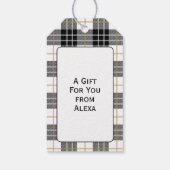 誕生日タータンチェックプレイドポープリントオンホワイト ギフトタグ (裏面)