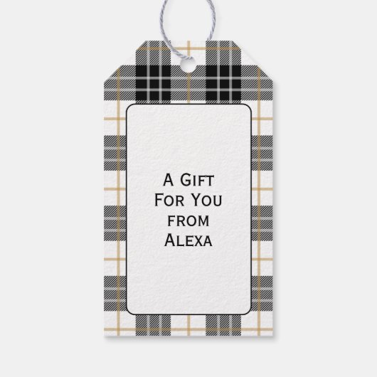 誕生日タータンチェックプレイドポープリントオンホワイト ギフトタグ (裏面)