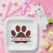 誕生日タータンチェックプレイドポープリント ペーパープレート (パーティー)