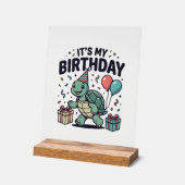 誕生日タートルパーティーベクターデザイン_1 アクリルサイン (傾斜)