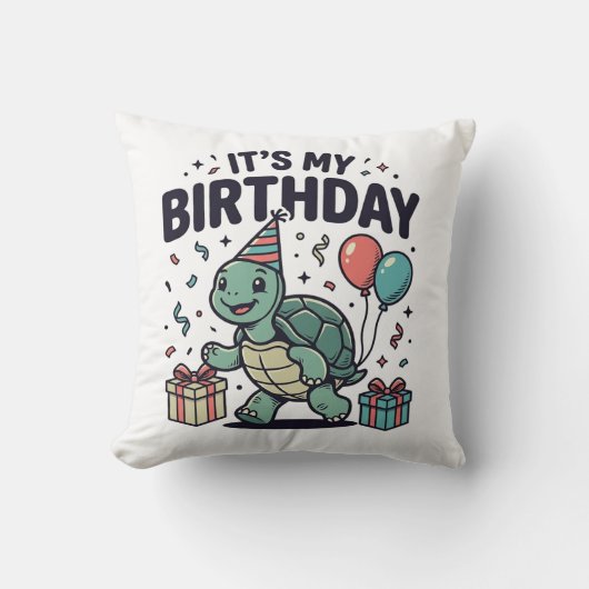 誕生日タートルパーティーベクターデザイン_1 クッション (正面)
