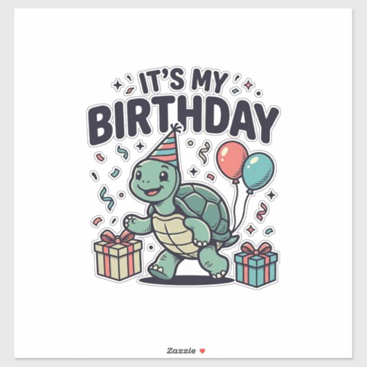誕生日タートルパーティーベクターデザイン_1 シール (シート)