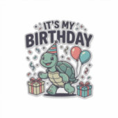 誕生日タートルパーティーベクターデザイン_1 シール (正面)