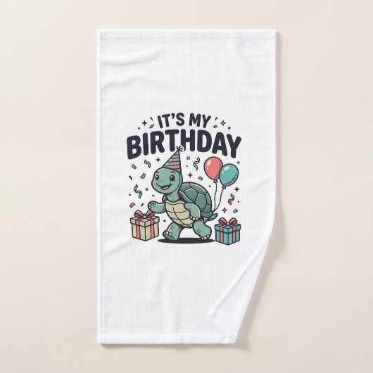 誕生日タートルパーティーベクターデザイン_1 ハンドタオル (ハンドタオル)
