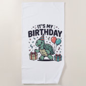 誕生日タートルパーティーベクターデザイン_1 ビーチタオル (正面)
