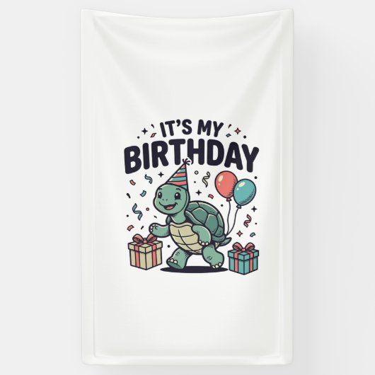 誕生日タートルパーティーベクターデザイン_1 横断幕 (縦)