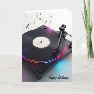 誕生日ターンテーブルネオン音符 カード