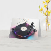 誕生日ターンテーブルネオン音符 カード (黄色い花)