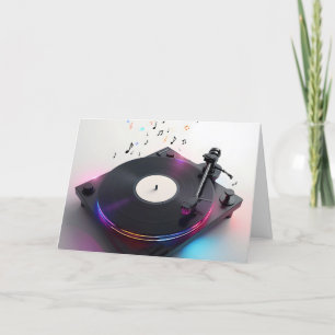 誕生日ターンテーブルネオン音符 カード