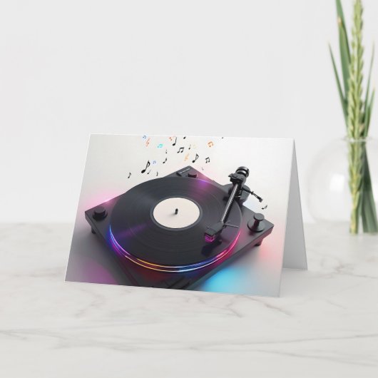 誕生日ターンテーブルネオン音符 カード (正面)