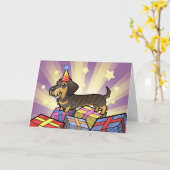 誕生日ダシュント(硬い毛) カード (黄色い花)