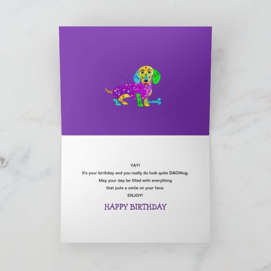 誕生日ダシュンドッグ万華鏡のように千変万化するパターンコレクション カード (内部)