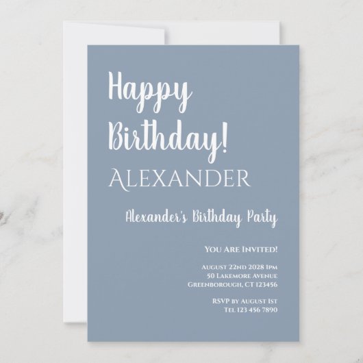 誕生日ダスティブルーハッピーバースデー 招待状 (正面)