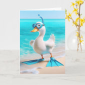 誕生日ダックとフリッパー カード (黄色い花)