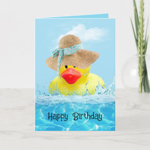誕生日ダックとSun Hat In Water カード