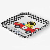 誕生日ダックレースカー赤い男の子の名前 ペーパープレート (傾斜あり)