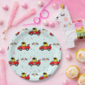 誕生日ダックレースカー赤レーシングボーイの子供の名前 ペーパープレート (パーティー)