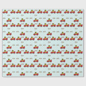 誕生日ダックレースカー赤レーシングボーイの子供の名前 ラッピングペーパー (フラット)