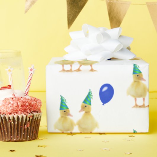 誕生日ダック（青いバルーン） ラッピングペーパー (誕生日パーティー)