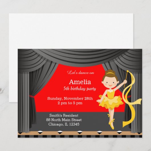 誕生日ダンサー 招待状 (正面/裏面)