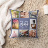 誕生日ダークブルーのフォトコラージュ女性 クッション (ブランケット)