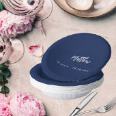 誕生日ダークブルーのホワイトスクリプトミニマル ペーパーボウル