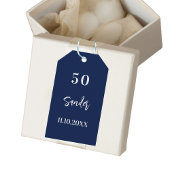 誕生日ダークブルー白感謝してい文字 ギフトタグ