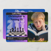 誕生日チェスパーティの招待状パーソナライズされた写真 招待状 (正面/裏面)