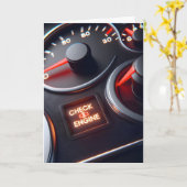 誕生日チェックエンジンライトユーモア カード (黄色い花)