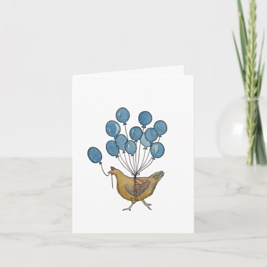 誕生日チキンとバルーンのカード サンキューカード (正面)
