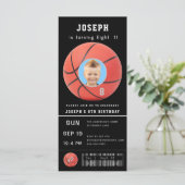 誕生日チケットブラックフォトベースボール招待状 (スタンド正面)