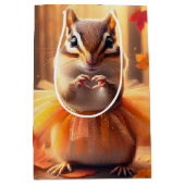 誕生日チムンクと秋ハート ミディアムペーパーバッグ (正面)