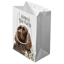 誕生日チョコレートコッカースパニエル犬 ミディアムペーパーバッグ