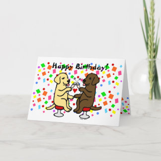 誕生日チョコレートラボとイエロー・ラブラドール・レトリーバー カード