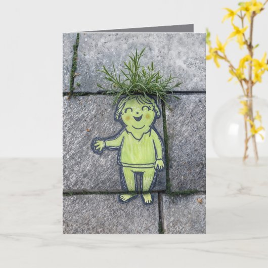 誕生日チョークドレ通りアートオブザハッピーウーマン カード (黄色い花)