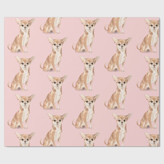 誕生日チワホアドッグピンクパーティーハット ラッピングペーパー (フラット)