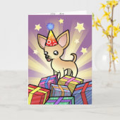 誕生日チワワ（滑らかなコート） カード (黄色い花)